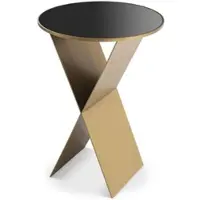 Casa Padrino Luxus Beistelltisch Messingfarben / Schwarz Ø 50 x H. 70 cm - Runder Edelstahl Tisch mit Glasplatte - Wohnzimmer Möbel - Luxus Kollektion