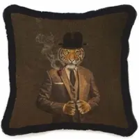 Casa Padrino Luxus Deko Samt Kissen Gentleman Tiger Braun / Schwarz 45 x 45 cm