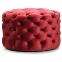 Casa Padrino Luxus Chesterfield Fußhocker Rot Ø 80 x H. 48 cm - Runder Sitzhocker - Chesterfield Hocker - Chesterfield Wohnzimmer Möbel