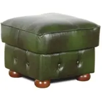 Casa Padrino Luxus Chesterfield Leder Hocker Grün / Braun 50 x 50 x H. 50 cm - Echtleder Fußhocker - Echtleder Würfelhocker - Chesterfield Wohnzimmer - Echtleder Möbel - Luxus Möbel