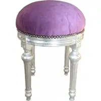 Casa Padrino Barock Sitzhocker - Rundhocker Lila / Silber - Barock Hocker Möbel