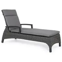 Casa Padrino Luxus Gartenliege Grau / Anthrazit 205 x 70 x H. 72-106 cm - Moderne Wetterbeständige Liege mit verstellbarer Rückenlehne und Armlehnen - Garten Hotel Pool Möbel - Luxus Qualität