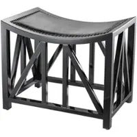 Casa Padrino Designer Mahagoni Hocker mit Kuhleder 52 x 35 x H. 42,5 cm - Luxus Hotel Hocker