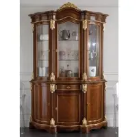 Casa Padrino Luxus Barock Vitrine Braun / Gold - Handgefertigter Vitrinenschrank mit 6 Türen und Schublade - Prunkvolle Barock Möbel - Luxus Qualität - Made in Italy