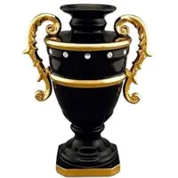 Casa Padrino Barock Vase Schwarz / Gold 26 x 18 x H. 36 cm - Prunkvolle Keramik Blumenvase mit Swarovski Kristallglas