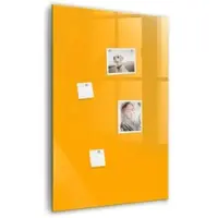 Tulup Beschreibbare Glasmagnettafel Goldgelbe Farbe 60x90 cm Magnettafel Büro Glas Schwarzer Marker Glassboard Magnetisch
