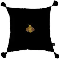 Casa Padrino Luxus Deko Kissen mit Troddeln Biene Schwarz / Gold 45 x 45 cm