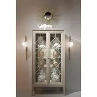 Casa Padrino Luxus Vitrine Hellgrau 110 x 42 x H. 220 cm - Edler Massivholz Vitrinenschrank mit 2 Glastüren - Luxus Wohnzimmer Möbel