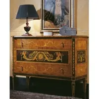 Casa Padrino Luxus Barock Kommode mit 3 Schubladen Hellbraun / Schwarz / Gold 125 x 50 x H. 96 cm - Luxus Qualität - Edle Barock Wohnzimmer Möbel