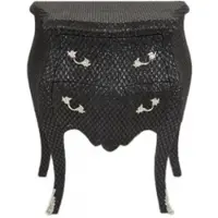 Casa Padrino Barock Kommode Schwarz / Glitzerlook H 71 cm, B 60 cm, T 38 cm - Nachttisch Kommode