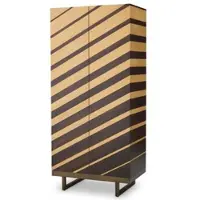Casa Padrino Luxus Barschrank Naturfarben / Dunkelbraun / Bronze H. 175 cm - Bar Möbel