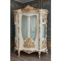 Casa Padrino Luxus Barock Vitrine Weiß / Gold - Prunkvoller Massivholz Vitrinenschrank mit 2 Glastüren - Handgefertigte Barock Möbel
