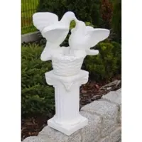 Demotex GmbH Casa Padrino Barock Säule mit Korb und Tauben Weiß 40 x 35 x H. 104 cm - Prunkvolle Gartensäule im Barockstil - Gartendeko Stein Säule - Barock Garten & Terrassen Deko Accessoires