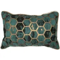 Casa Padrino Luxus Kissen Türkis / Gold 55 x 35 cm - Deko Kissen - Rechteckiges Zierkissen - Wohnzimmer Deko - Luxus Deko Accessoires - Luxus Deko