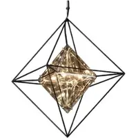 Casa Padrino Luxus LED Hängeleuchte Schwarz 45,7 x 45,7 x H. 64,1 cm - Designer Lampe mit handgefertigtem Schmiedeeisen Rahmen