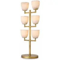 Casa Padrino Luxus Tischleuchte Messing / Alabaster H. 81 cm - Luxus Leuchten