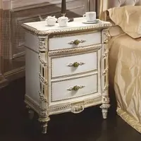 Casa Padrino Luxus Barock Nachtkommode Weiß / Gold H. 76 cm - Made in Italy