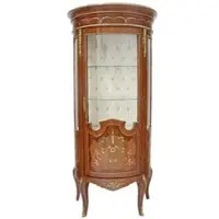 Casa Padrino Barock Glas Vitrine Vitrinenschrank 80 x H 175 cm - Barock Möbel - Vitrinenschrank - Wohnzimmerschrank Schrank Mahagoni