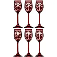Casa Padrino Luxus Likörglas 6er Set Rot / Silber Ø 5,5 x H. 15 cm - Handgefertigte und handgravierte Likörgläser - Hotel & Restaurant Accessoires - Luxus Qualität