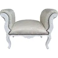 Casa Padrino Barock Schemel Hocker Creme Muster / Weiß - Sitzbank