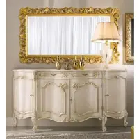 Casa Padrino Luxus Barock Möbel Set Cremefarben / Gold - 1 Barock Sideboard & 1 Barock Wandspiegel - Barock Möbel - Luxus Qualität - Made in Italy