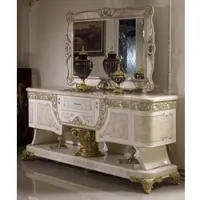 Casa Padrino Luxus Barock Möbel Set Weiß / Beige / Gold - 1 Barock Sideboard & 1 Barock Wandspiegel - Handgefertigte Barock Möbel - Edel & Prunkvoll