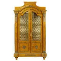 Casa Padrino Empire Vitrine Vogelaugenahorn 195 x 110 cm - Handgefertigt aus Massivholz - Barock Vitrinenschrank