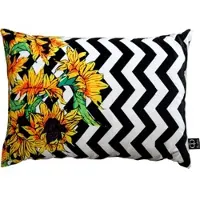Casa Padrino Luxus Deko Kissen Virginia Sunflowers Schwarz / Weiß / Mehrfarbig 35 x 55 cm - Feinster Samtstoff - Wohnzimmer Kissen