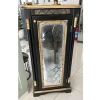 Casa Padrino Barock Glasvitrine Schrank Schwarz / Antik Gold 57 x 42 x H. 116 cm - Antik Stil Vitrine Glas verspiegelt