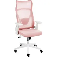Beliani Bürostuhl Pastellrosa Mesh Drehbar Höhenverstellbar Armlehnen Heimbüro Homeoffice Modern