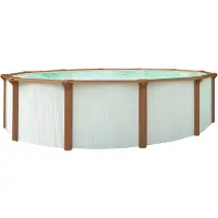 Kwad Rundpool "Green line Evolution", weiß (weiß, wood, innenfarbe: sand), H:132cm Ø:360cm, Schwimmbecken, Rundpool, 3,6x1,32 white- wood Folie in blau, sand oder grau erhältlich