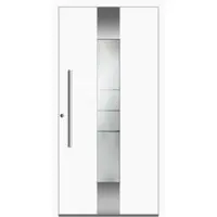 Haustuerenland.de SCHÜCO Aluminium Haustür "AMADEJA" ADS 75.SI RC2 Weiß RAL 9016 beidseitig innen öffnend DIN links