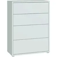Forte ALICE SPRINGS Kommode 70 80, modern-minimalistisch, 4 Schubladen, Wohn-/Schlafzimmer, Holzwerkstoff, Secret Grey, 74,5 cm breit x 99,1 cm hoch x 34,9 cm tief