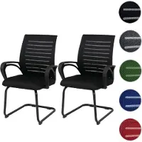 Mendler 2er-Set Esszimmerstuhl HWC-K51, Stuhl Armlehne, Stoff/Textil (250g/m²) schwarz, Gestell schwarz