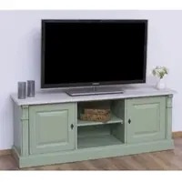 Casa Padrino Landhausstil TV Schrank Grün / Grau 160 x 46 x H. 60 cm - Massivholz Sideboard - Landhausstil Wohnzimmer Möbel