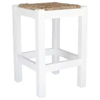 Wellhome - Rustikale niedrige Bank aus Holz, Weiß-Finish 32,5x32,5x48,5 cm