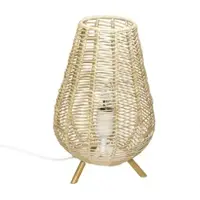 Licht-Erlebnisse Wohnliche Tischleuchte NATHYE Korb Geflecht Boho Style 34,5 cm hoch Wohnzimmer Nachttisch Lampe