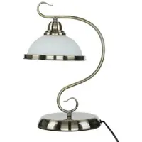 Licht-Erlebnisse Tischleuchte Jugendstil 39 cm hoch in Bronze Glasschirm Kabelschalter E27 Schreibtischlampe Nachttischlampe
