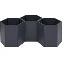Mendler 3er-Set Hochbeet MCW-P64, Metallhochbeet Gemüse-/Pflanzbeet Blumenkasten Pflanzkübel Stahl 77x264x100cm anthrazit