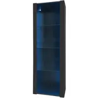 Merax Schwarzer Hochglanz-Vitrinenschrank mit LED-Beleuchtung, 3 Glasfächer, 55*38*166cm, Vitrine, Stehschrank, Hochschrank, Lagerschrank