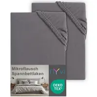 NYVI Spannbettlaken DreamScience Mikroflausch - Kuschelweiches & Wärmendes Bettlaken Spannbetttuch Farbe:anthrazit;Größe:140x200 - 160x200 cm (2er Pack)