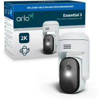 Arlo Essential 3 2K PTZ-Innenkamera, 1er Set, IP-Sicherheitskamera, Drinnen, Verkabelt & Kabellos, Amazon Alexa / Google Home / Apple HomeKit, IP65, Decke/Wand/Schreibtisch