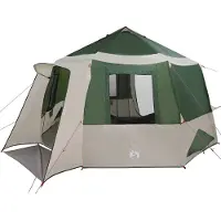 vidaXL Kabine Zelt 12-Personen 10 Personen Grün und Weiß