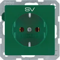 Berker Steckdose SCHUKO mit Aufdruck Q.1/Q.3 grün, samt
