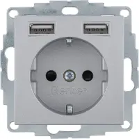 Berker SSD MIT 2X USB 2,4 A ALU MATT (48031404 S.1/B.X)