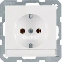 Berker Steckdose SCHUKO mit Beschriftungsfeld Q.1/Q.3 polarweiß, samt, Typ F, Weiß, Duroplast, IP20, 250 V, 16 A
