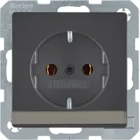 Berker Steckdose SCHUKO mit Beschriftungsfeld Q.1/Q.3 anthrazit, samt, Typ F, Anthrazit, Duroplast, IP20, 250 V, 16 A