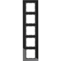 Berker Glasrahmen 5fach B.7 schwarz, Anthrazit, Schwarz, Glas, Schraubenlos, , B.7, 95 mm