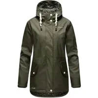 NAVAHOO Damen Regen Jacke Parka Wasserdicht Gefüttert Funktionsjacke Ocean Heart Dark Olive Gr. 36 - S