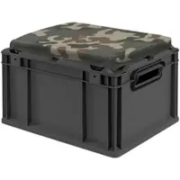 Proregal Eurobox Nextgen Seat Box Camouflage HxBxT 26,5x30x40cm 20 Liter Griffe Offen Schwarz Eurobehälter Sitzbox Transportbox